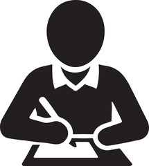 Silhouette vector of a student taking notes, ideal for study, education, classroom, and academic learning themes.