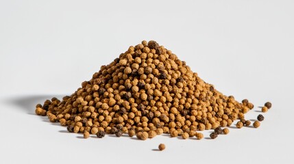 Pile of Small Brown Seeds on White Background for Culinary Use