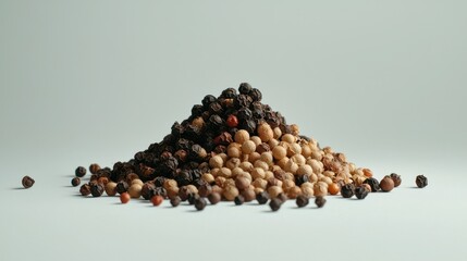 Aesthetic Pile of Diverse Whole Spices on Light Background