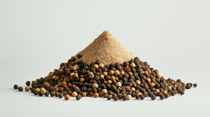 Assorted Spices and Brown Sugar Pile on a Light Background
