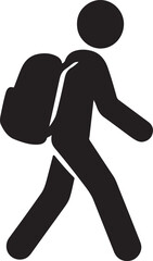 Silhouette vector of a student walking with a backpack, ideal for school, education, travel, and lifestyle themes.