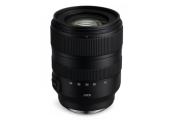 Modern zoom camera lens on transparent background: ready for photography and videography