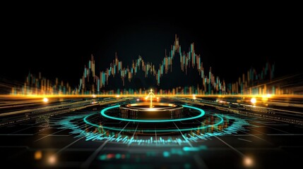 Digital Data Visualization with Graphs and Futuristic Elements