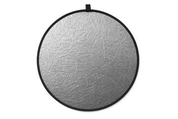 Silver reflector for photography lighting equipment on transparent background