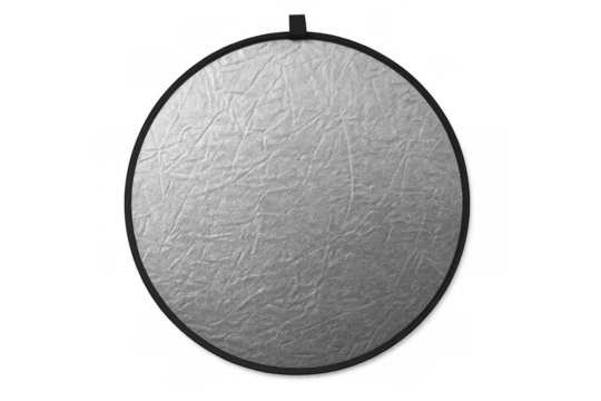 Silver reflector for photography lighting equipment on transparent background