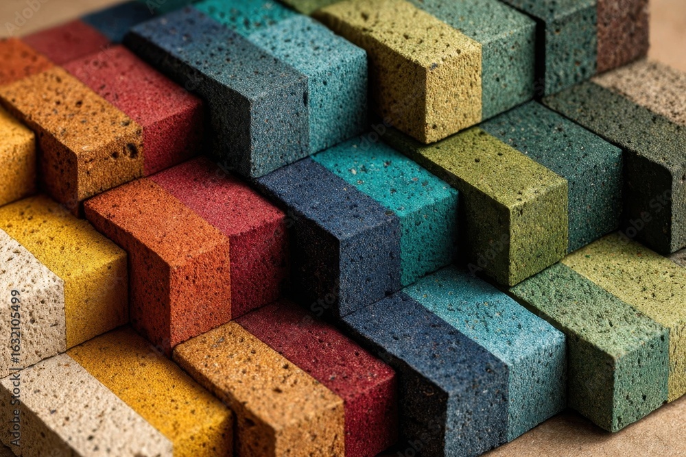 Aufkleber vibrant arrangement of textured, multicolored rectangular blocks in a geometric pattern.
