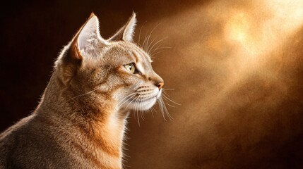 Serene Cat Profile with Soft Lighting and Warm Background