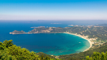 Obraz premium Beautiful landscape of the Agios Georgios village, Ionian islands and the sea. Corfu island. Greece.