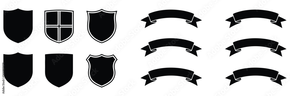 Poster shield icon set vector.collection of security shield icon. shield vector set vector design.protectio