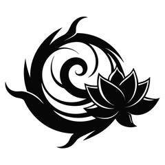 LotusWhirl vector clean black silhouette design white background