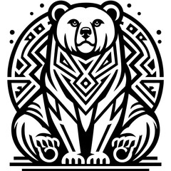 bear in a circle tribal deco art
