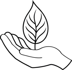 Fototapeta premium Symbolic Hand Holding a Young Plant A Visual Representation of Growth and Nurturing Life in Black and White