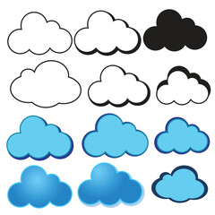Set of cartoon cloud icons