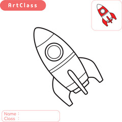 Cute coloring page of a simple rocket ship. A friendly vector illustration for children's activities, printable worksheets, and educational projects. Perfect for kids who love space and science.