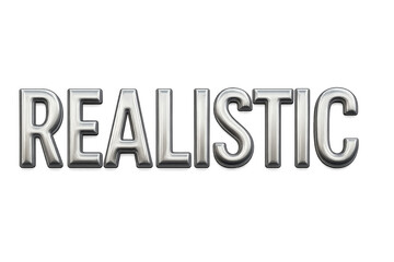 Realistic chrome word art on transparent background