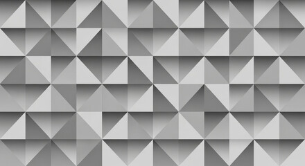 Obraz premium Monochrome geometric concept with a seamless 3D pattern. Abstract background with triangles and pyramids in shades of grey for a modern design.