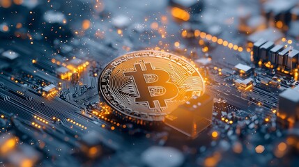 Bitcoin mining revolution digital currency global network cryptocurrency technology futuristic financial innovation