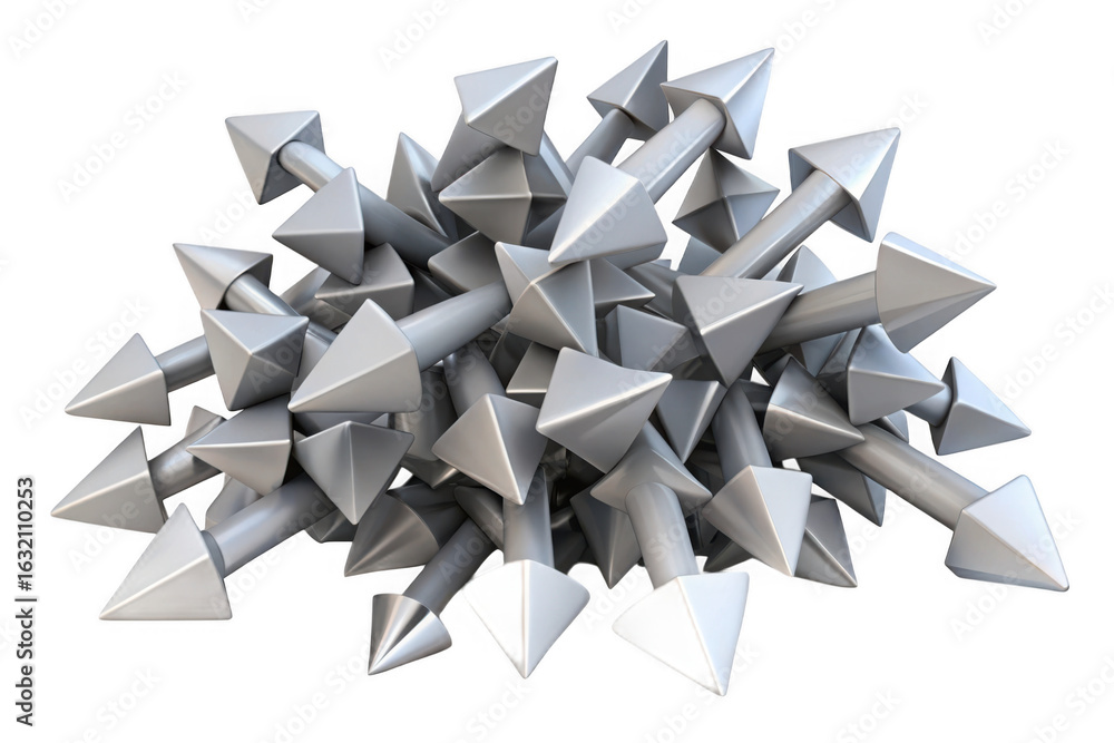 Poster 3d abstract chaotic arrow cluster isolated on transparent background