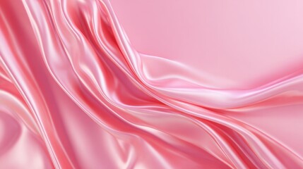 Soft pink silk fabric flowing in gentle folds, forming smooth abstract background ideal for cosmetic branding, feminine fashion design, and luxury product visuals
