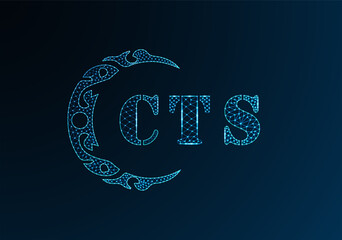 Low poly letter logo CTS design. CTS letter logo low poly vector design on blue color gradient background. CTS logo low poly design
