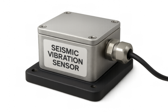 Seismic vibration sensor detecting vibrations on transparent background