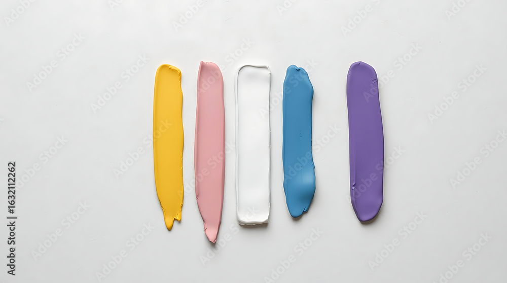 Poster vibrant and colorful paint strokes on a white background, creating an abstract texture perfect for a