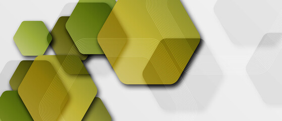 Geometric abstract background with simple green hexagonal elements