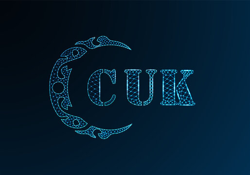 Low poly letter logo CUK design. CUK letter logo low poly vector design on blue color gradient background. CUK logo low poly design