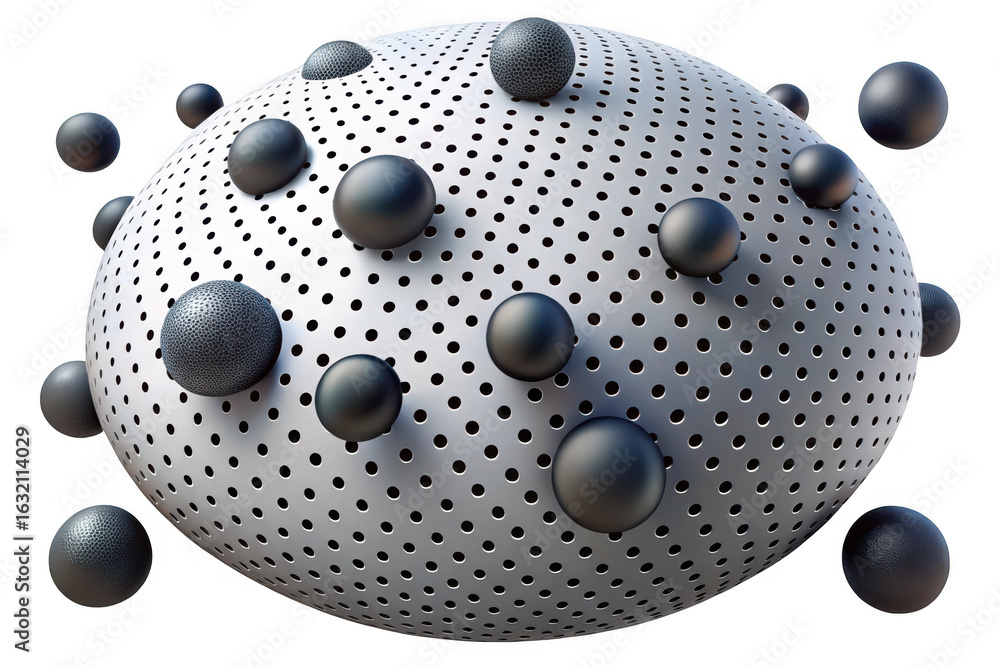 Aufkleber 3d abstract spherical object with textured surface isolated on transparent background
