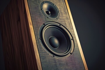 High-quality speaker showcasing intricate sound design with a wooden finish and detailed drivers for superior audio performance in a studio setting