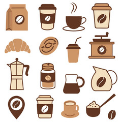 Hand Drawn Coffee Icons – Cups, Mugs, Beans, and Jars