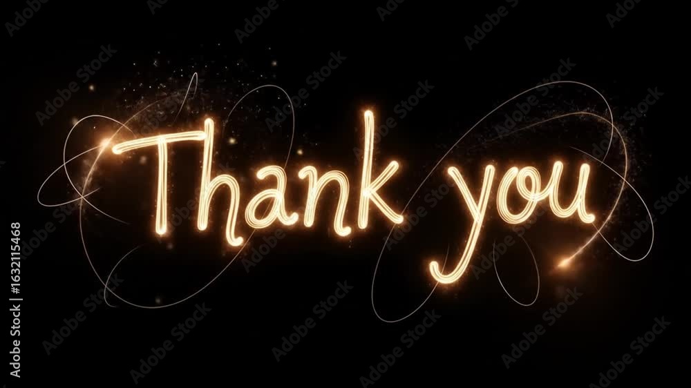 Poster elegant thank you animation collection with sparkling particles and light effects