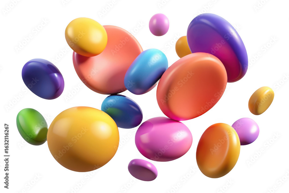 Aufkleber 3d abstract colorful shapes floating isolated on transparent background