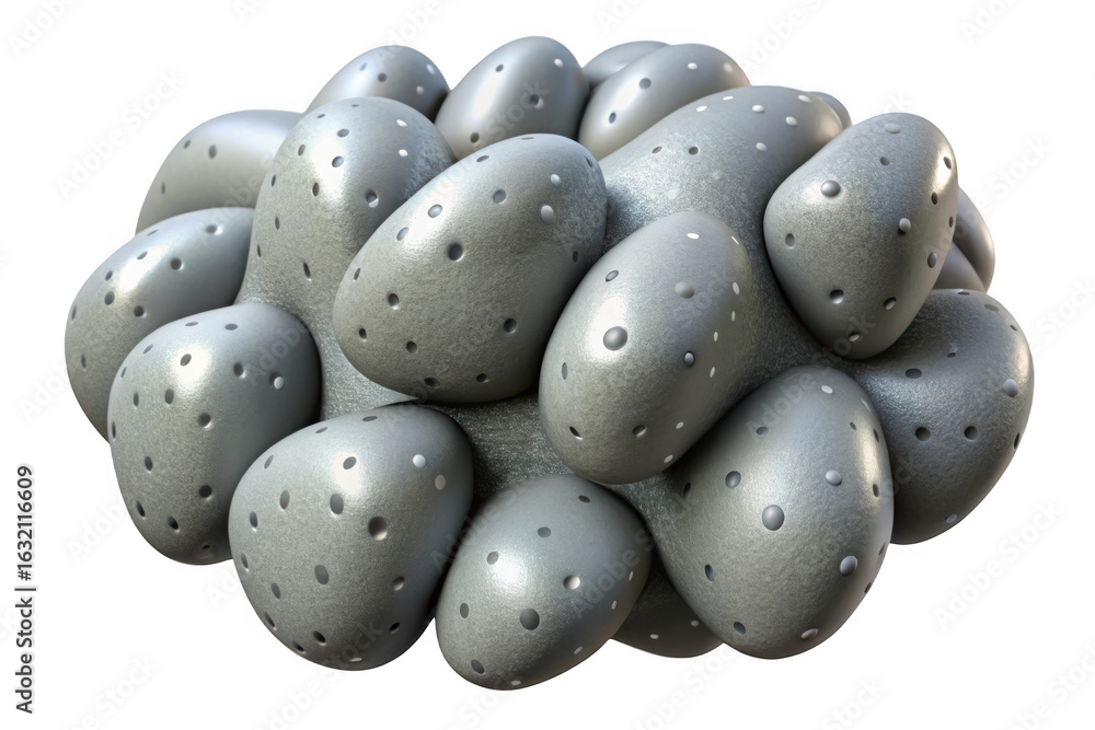 Poster 3d prickly pear cactus fruit cluster isolated on transparent background