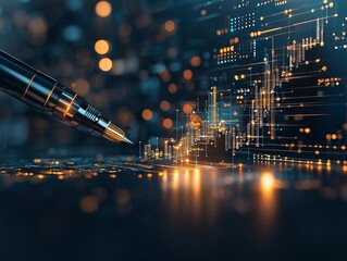 Analyzing financial trends with digital tools office workspace illustration modern environment close-up view data visualization