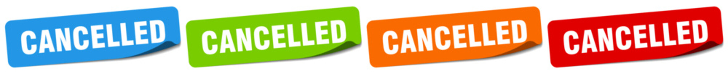 cancelled sticker. cancelled sticker set on white background