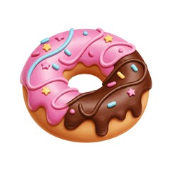 Clay icons depicting donuts in bright colors