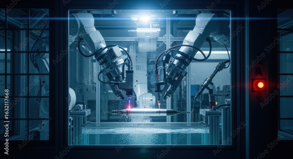 Aufkleber advanced robotics inside a hotcell performing precise cutting and dissolution of irradiated nuclear 