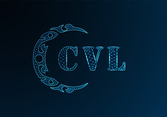 Low poly letter logo CVL design. CVL letter logo low poly vector design on blue color gradient background. CVL logo low poly design