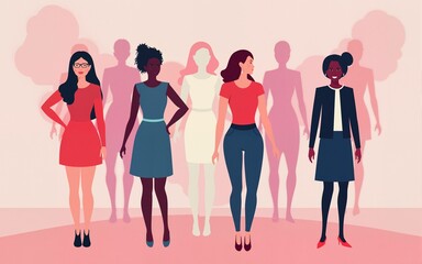 Obraz premium Women's Equality Day in United States. Female holiday, celebrated annually in August 26. Women right history month. Feminism concept. Poster, greeting card, banner and background. Vector illustration