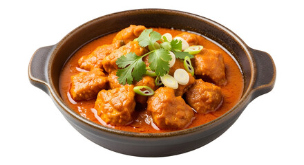 Savory chicken tikka masala dish, a rich, aromatic Indian cuisine staple, garnished with fresh cilantro and green onions, perfect for culinary inspiration.