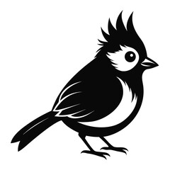 Titmouse vector clean black silhouette design white background 
