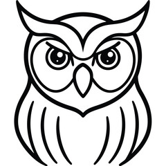 line art of a barred owl head wit.eps