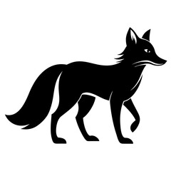 Fox walking clean black silhouette vector 