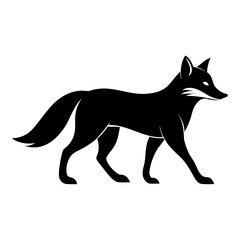 Fox walking clean black silhouette vector 