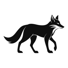 Fox walking clean black silhouette vector 