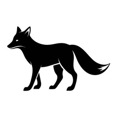 Fox walking clean black silhouette vector 