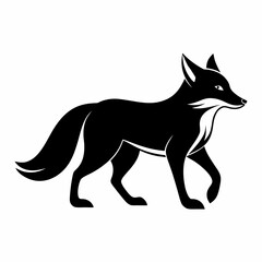 Fox walking clean black silhouette vector 