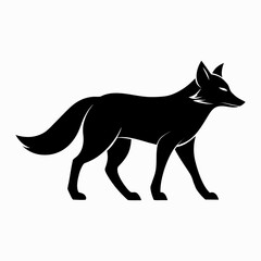 Fox walking clean black silhouette vector 