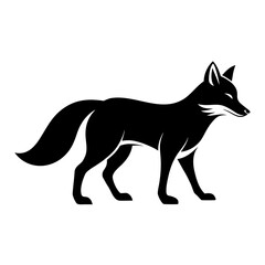 Fox walking clean black silhouette vector 